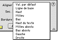 menu alignement