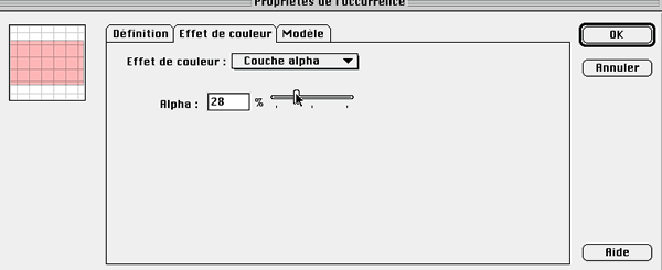 reglage de la couche alpha